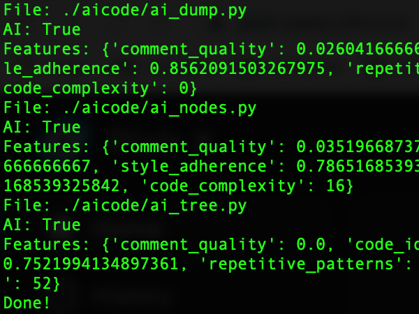 Detecting source code generated by AI using Machine Learning